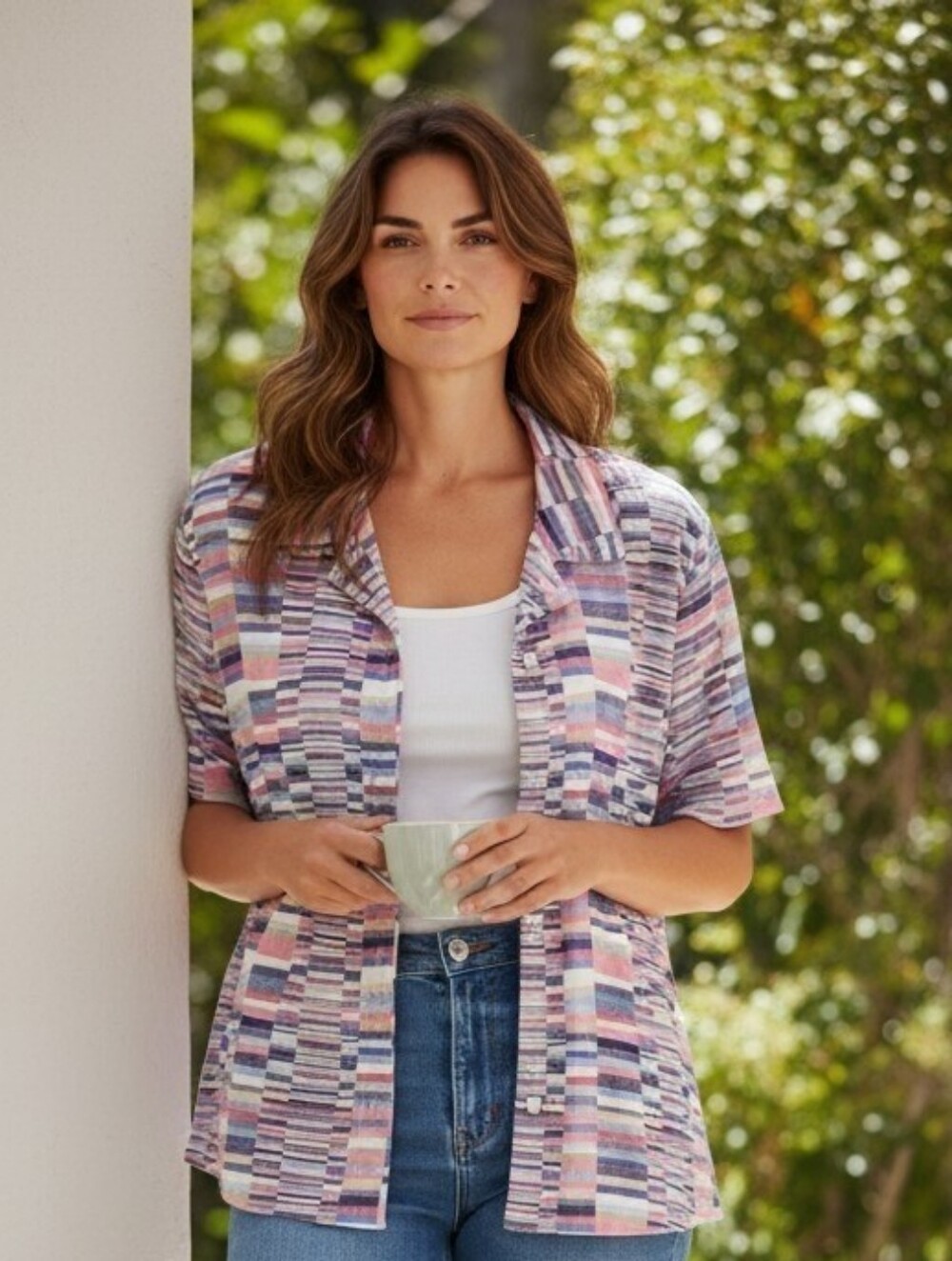 Blair Women's Multicolor Button Down Shirt Size Medium